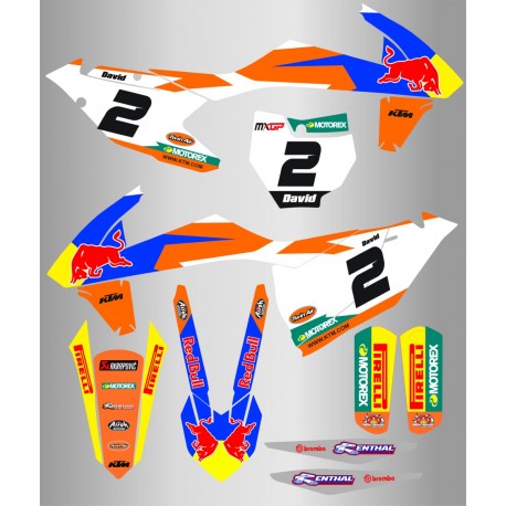 Kit de Adhesivos Red Bull Ktm Sx/Sx-f 16-18 Naranja/Azul.