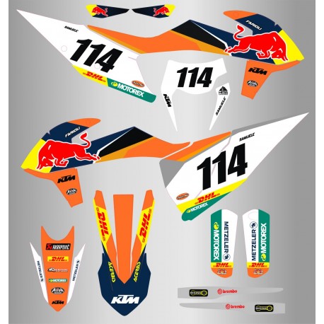Kit de Adhesivos Factory Ktm Exc/Exc-f 20-22 Naranja/Azul.