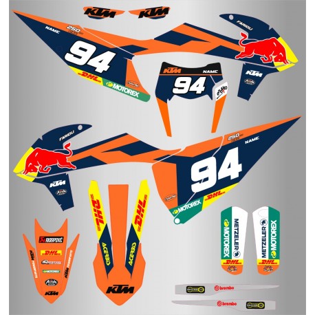Kit de Adhesivos Red Bull Ktm Exc/Exc-f 20-22 Azul/Naranja.