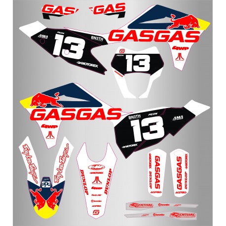 Kit de Adhesivos Tld Redbull Gas Gas Ec/Ec-f 21-23 Rojo/Blanco.