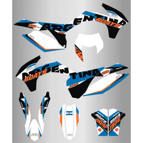 Kit de Adhesivos Six Days Argentina Ktm Exc/Exc-f 14-15 Blanco/Azul.