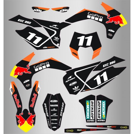 Kit de Adhesivos Red Bull Ktm Exc/Exc-f 14-15 Negro/Naranja.