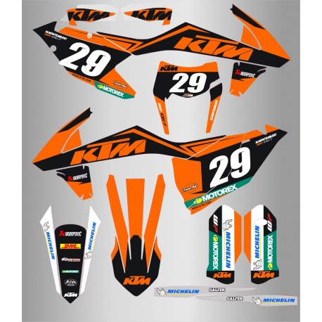 Kit de Adhesivos Ktm Exc/Exc-f 17-19 Naranja/Negro.