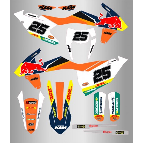 Kit de Adhesivos Factory Ktm Exc/Exc-f 17-19 Azul/Naranja.