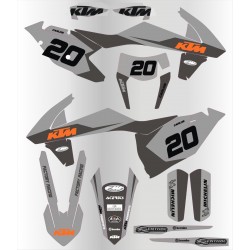 Kit de Adhesivos Factory Racing Ktm Exc/Exc-f 17-19 Gris/Negro.
