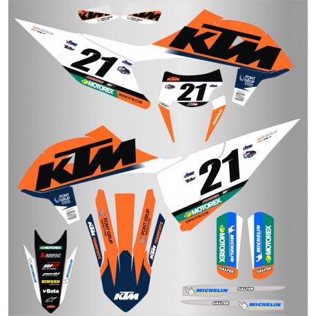 Kit de Adhesivos Team Spain Ktm Exc/Exc-f 20-22 Naranja/Blanco.