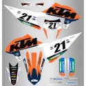 Kit de Adhesivos Team Spain Ktm Exc/Exc-f 20-22 Naranja/Blanco.