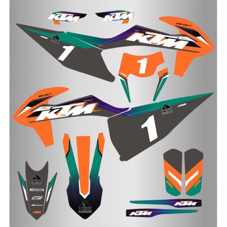 Kit de Adhesivos Edición WESS Ktm Exc/Exc-f 20-22 Naranja/Gris.