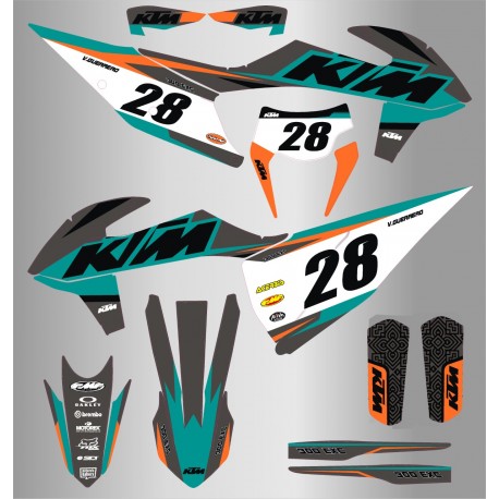 Kit de Adhesivos Ktm Exc/Exc-f 20-22 Gris/Verde Agua.