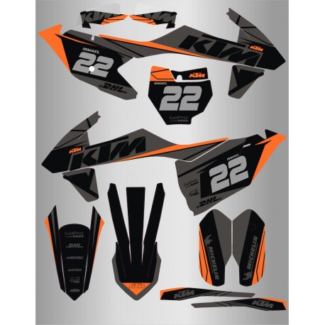 Kit de Adhesivos Ktm Sx/Sx-f 16-18 Gris/Negro.