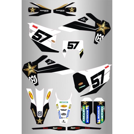Kit de Adhesivos Rockstar Husqvarna Te/Fe 20-23 Negro/Dorado.
